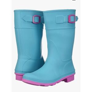 Kamik Girls 3 Raindrops Turquoise Pink Rubber Rainboots Wellies